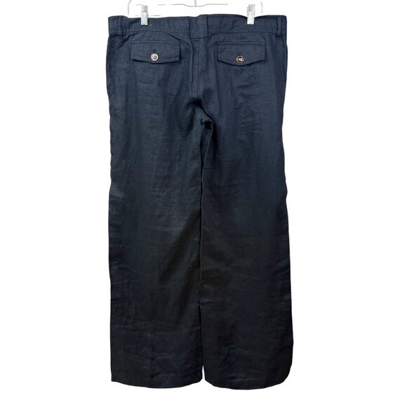 Juicy Couture Womens Black Linen Wide-Leg Pants Drawstring Pockets Size XL - Picture 2 of 8